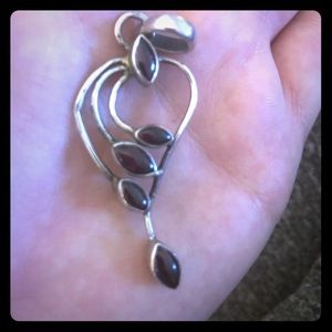 Tear drop amethyst stone in hand made silver